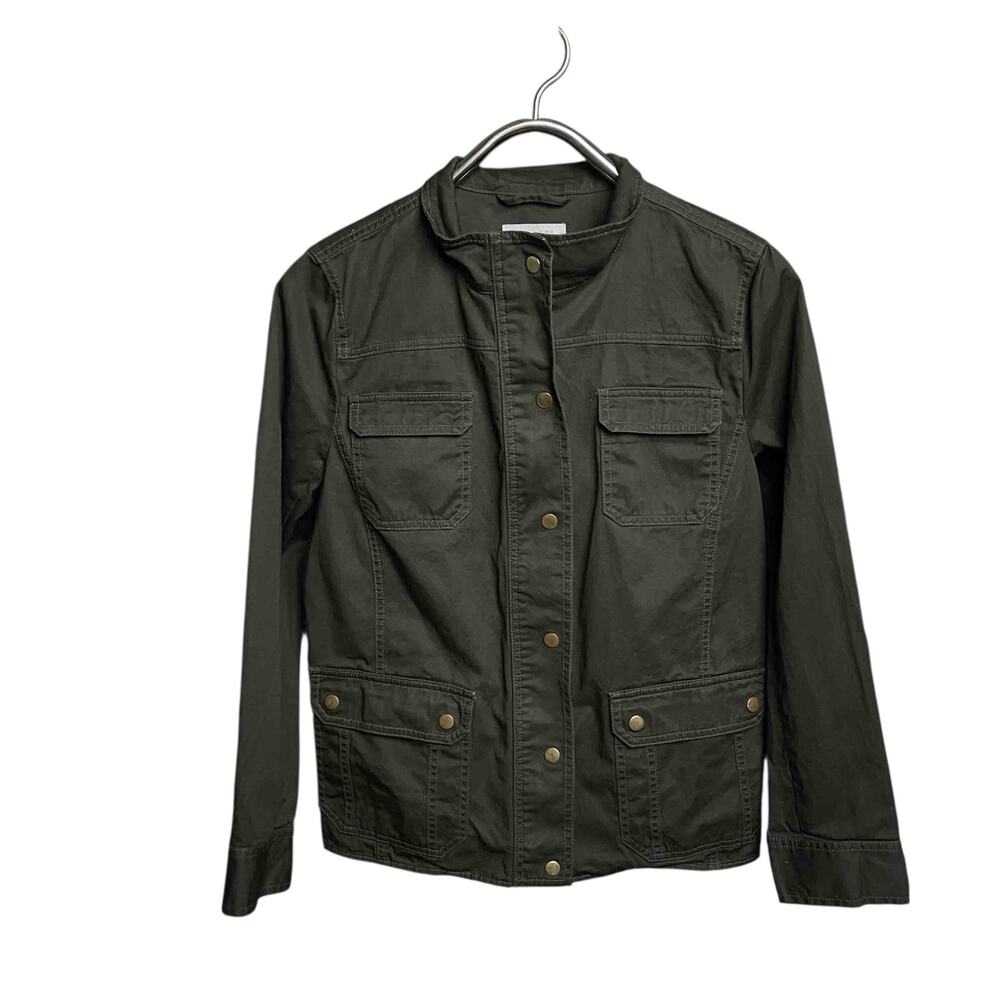Talbots Utility Jacket Women’s Size 14 Green Long Sleeve Front Pockets Casual